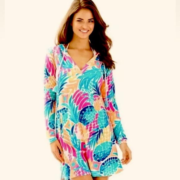 Cover Up Dress Lilly Pulitzer Rylie UPF 50 Hooded
Pockets Size XL Goobay Smash - Picture 4 of 13